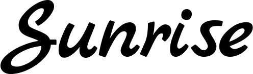 Vorschau des Bootsnamens "Sunrise" als Schriftzug für "Bootsbeschriftung Klassisch 45"