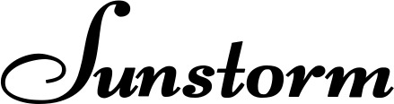 Vorschau des Bootsnamens "Sunstorm" als Schriftzug für "Bootsbeschriftung Klassisch 76-A"