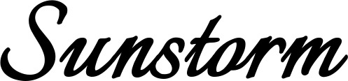 Vorschau des Bootsnamens "Sunstorm" als Schriftzug für "Bootsbeschriftung Klassisch 58"