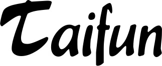 Vorschau des Bootsnamens "Taifun" als Schriftzug für "Bootsbeschriftung Klassisch 15"