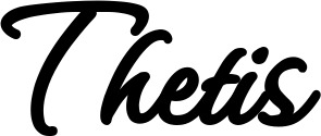 Vorschau des Bootsnamens "Thetis" als Schriftzug für "Bootsbeschriftung Klassisch 111"
