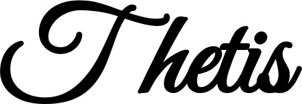 Vorschau des Bootsnamens "Thetis" als Schriftzug für "Style Klassisch 68"