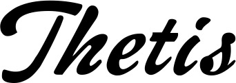 Vorschau des Bootsnamens "Thetis" als Schriftzug für "Bootsbeschriftung Klassisch 12"