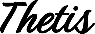 Vorschau des Bootsnamens "Thetis" als Schriftzug für "Bootsbeschriftung Klassisch 48"