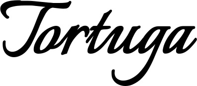 Vorschau des Bootsnamens "Tortuga" als Schriftzug für "Bootsbeschriftung Klassisch 58"