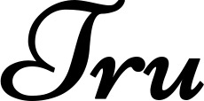 Vorschau des Bootsnamens "Tru" als Schriftzug für "Bootsbeschriftung Klassisch 84"