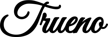 Vorschau des Bootsnamens "Trueno" als Schriftzug für "Bootsbeschriftung Klassisch 68"
