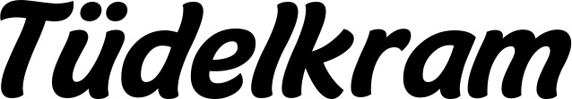 Vorschau des Bootsnamens "Tüdelkram" als Schriftzug für "Bootsbeschriftung Klassisch 14"