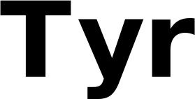Vorschau des Bootsnamens "Tyr" als Schriftzug für "Bootsbeschriftung Fett 04"
