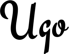 Vorschau des Bootsnamens "Ugo" als Schriftzug für "Bootsbeschriftung Klassisch 63"