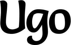 Vorschau des Bootsnamens "Ugo" als Schriftzug für "Bootsbeschriftung Klassisch 94"