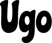 Vorschau des Bootsnamens "Ugo" als Schriftzug für "Bootsbeschriftung Klassisch 53"