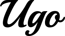 Vorschau des Bootsnamens "Ugo" als Schriftzug für "Bootsbeschriftung Klassisch 86"