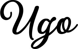 Vorschau des Bootsnamens "Ugo" als Schriftzug für "Bootsbeschriftung Klassisch 69"