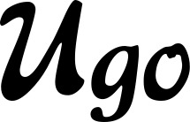 Vorschau des Bootsnamens "Ugo" als Schriftzug für "Bootsbeschriftung Klassisch 15"
