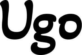 Vorschau des Bootsnamens "Ugo" als Schriftzug für "Bootsbeschriftung Klassisch 103"