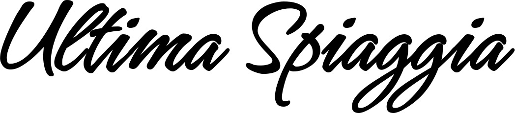 Vorschau des Bootsnamens "Ultima Spiaggia" als Schriftzug für "Bootsbeschriftung Klassisch 71"