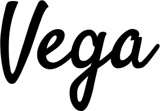 Vorschau des Bootsnamens "Vega" als Schriftzug für "Style Klassisch 96"