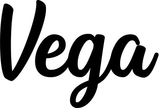 Vorschau des Bootsnamens "Vega" als Schriftzug für "Bootsbeschriftung Klassisch 43"