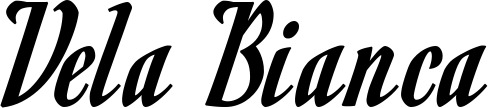 Vorschau des Bootsnamens "Vela Bianca" als Schriftzug für "Bootsbeschriftung Klassisch 93"