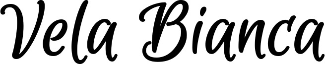 Vorschau des Bootsnamens "Vela Bianca" als Schriftzug für "Bootsbeschriftung Klassisch 105"