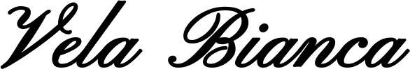 Vorschau des Bootsnamens "Vela Bianca" als Schriftzug für "Bootsbeschriftung Klassisch 107"