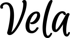 Vorschau des Bootsnamens "Vela" als Schriftzug für "Bootsbeschriftung Klassisch 105"