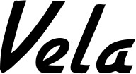 Vorschau des Bootsnamens "Vela" als Schriftzug für "Style Klassisch 66"