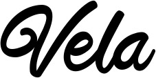 Vorschau des Bootsnamens "Vela" als Schriftzug für "Bootsbeschriftung Klassisch 102"