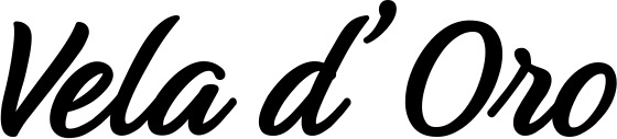 Vorschau des Bootsnamens "Vela d’Oro" als Schriftzug für "Bootsbeschriftung Klassisch 48"