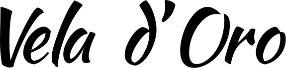 Vorschau des Bootsnamens "Vela d’Oro" als Schriftzug für "Bootsbeschriftung Klassisch 73"