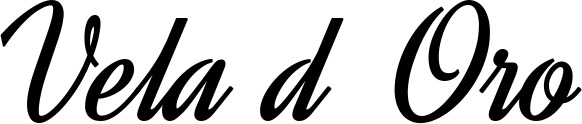 Vorschau des Bootsnamens "Vela d’Oro" als Schriftzug für "Bootsbeschriftung Klassisch 44"