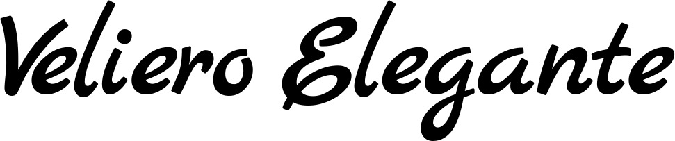 Vorschau des Bootsnamens "Veliero Elegante" als Schriftzug für "Bootsbeschriftung Klassisch 77"