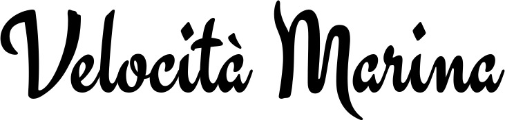 Vorschau des Bootsnamens "Velocità Marina" als Schriftzug für "Bootsbeschriftung Klassisch 63"