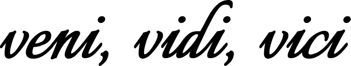 Vorschau des Bootsnamens "veni, vidi, vici" als Schriftzug für "Bootsbeschriftung Klassisch 58"