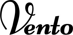 Vorschau des Bootsnamens "Vento" als Schriftzug für "Bootsbeschriftung Klassisch 76-A"