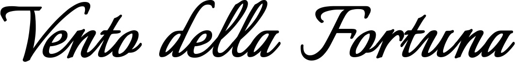 Vorschau des Bootsnamens "Vento della Fortuna" als Schriftzug für "Bootsbeschriftung Klassisch 58"