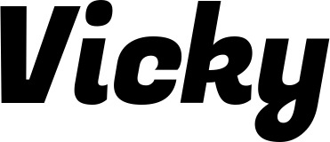 Vorschau des Bootsnamens "Vicky" als Schriftzug für "Bootsbeschriftung Kursiv 04"