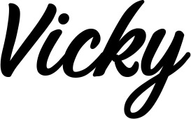 Vorschau des Bootsnamens "Vicky" als Schriftzug für "Bootsbeschriftung Klassisch 48"