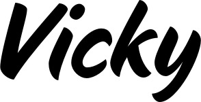 Vorschau des Bootsnamens "Vicky" als Schriftzug für "Bootsbeschriftung Klassisch 19"
