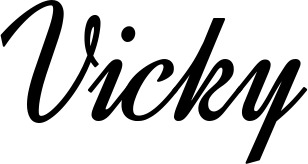 Vorschau des Bootsnamens "Vicky" als Schriftzug für "Bootsbeschriftung Klassisch 44"