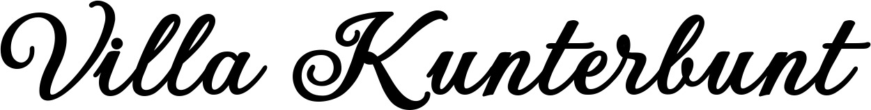 Vorschau des Bootsnamens "Villa Kunterbunt" als Schriftzug für "Bootsbeschriftung Klassisch 69"