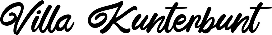 Vorschau des Bootsnamens "Villa Kunterbunt" als Schriftzug für "Bootsbeschriftung Klassisch 102"