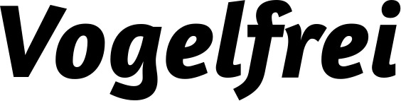 Vorschau des Bootsnamens "Vogelfrei" als Schriftzug für "Bootsbeschriftung Kursiv 01"