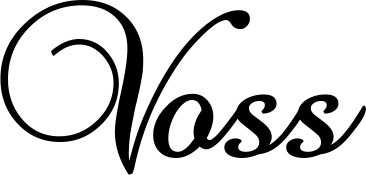 Vorschau des Bootsnamens "Voss" als Schriftzug für "Bootsbeschriftung Klassisch 02-A"