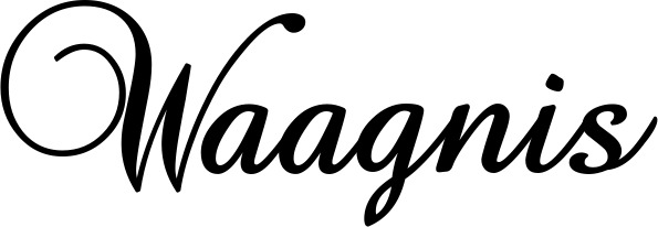 Vorschau des Bootsnamens "Waagnis" als Schriftzug für "Bootsbeschriftung Klassisch 02-A"