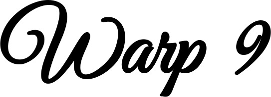 Vorschau des Bootsnamens "Warp 9" als Schriftzug für "Bootsbeschriftung Klassisch 68"