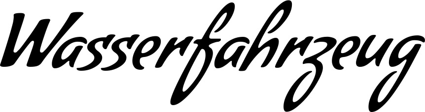 Vorschau des Bootsnamens "Wasserfahrzeug" als Schriftzug für "Bootsbeschriftung Klassisch 57"
