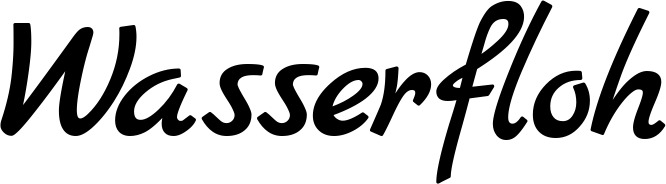 Vorschau des Bootsnamens "Wasserfloh" als Schriftzug für "Bootsbeschriftung Klassisch 77"