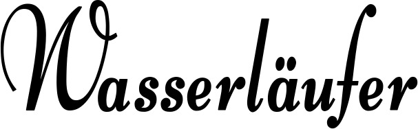 Vorschau des Bootsnamens "Wasserläufer" als Schriftzug für "Bootsbeschriftung Klassisch 76"